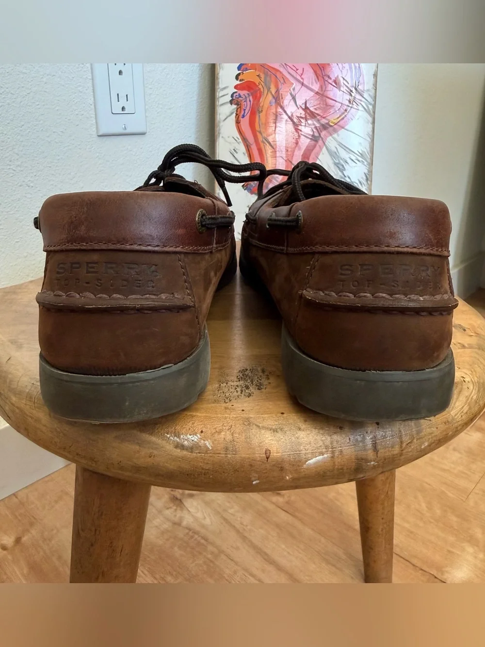 Sperry Boat Shoes Top-Sider Leeward 2-Eye Brown Oiled Leather ~ Size 9.5
